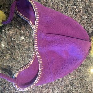 Lands' End Kids Purple Fleece Hat with Yellow Stitching